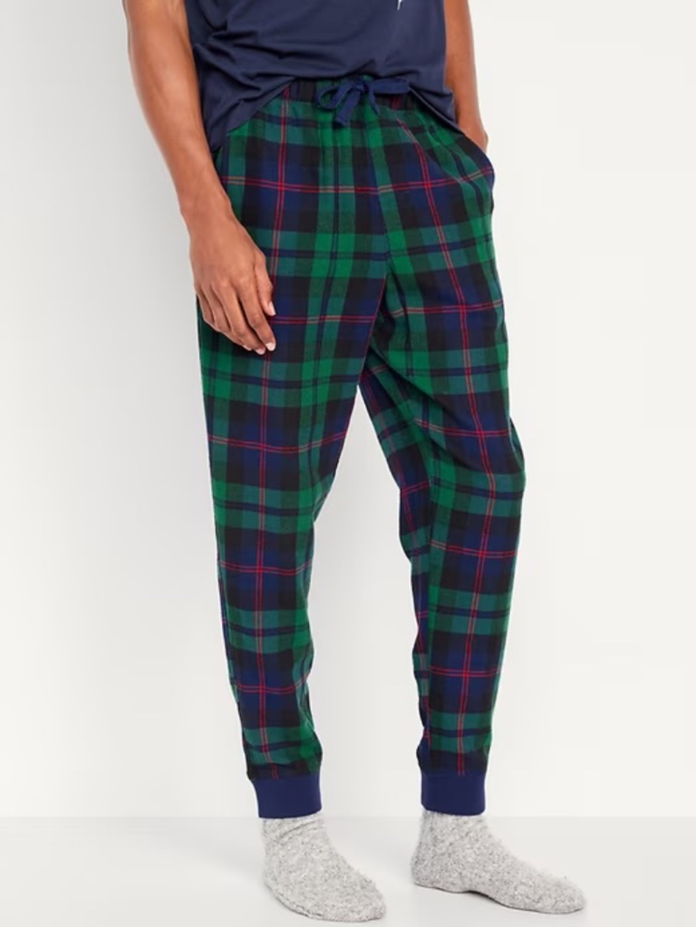 Men's Old Navy Black Watch Plaid Flannel Jogger Pajama Pants Match the Family